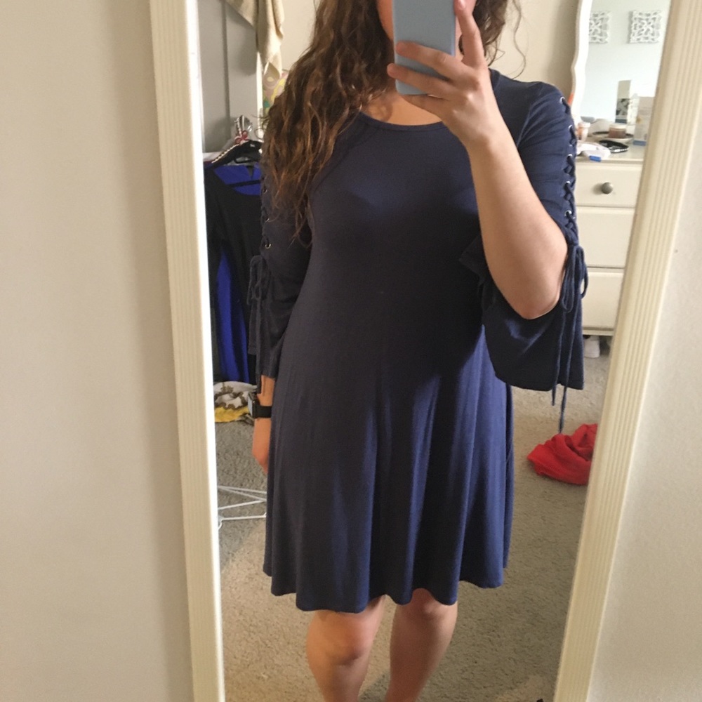 Blue 3 quarter length dress